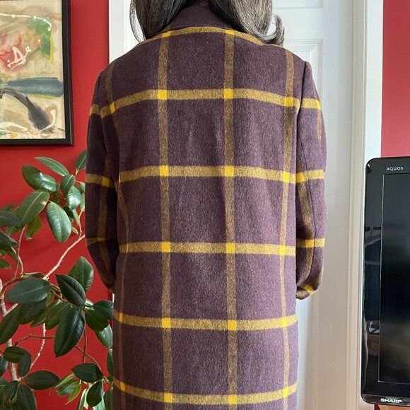 Rodier Paris Preloved Purple and Yellow Wool Coat, FR 40 - Picture 3 of 7